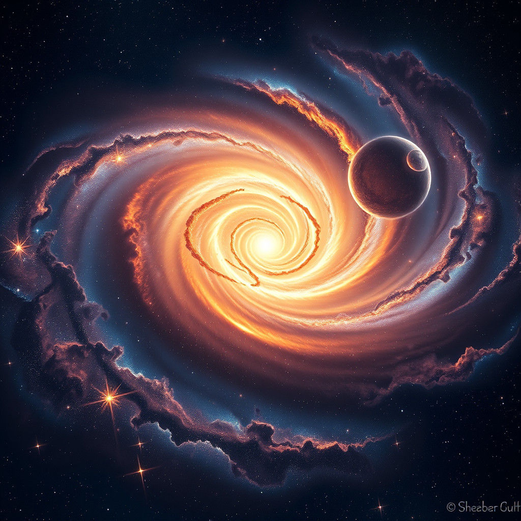 Spectacular Spiral Galaxy in Cosmic Illustration Style