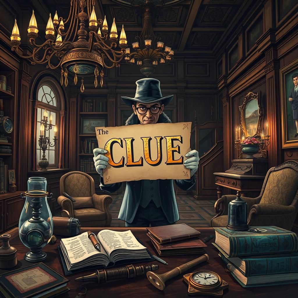 Cryptic Mansion Scene with Detective Tools in Eccentric Styl...