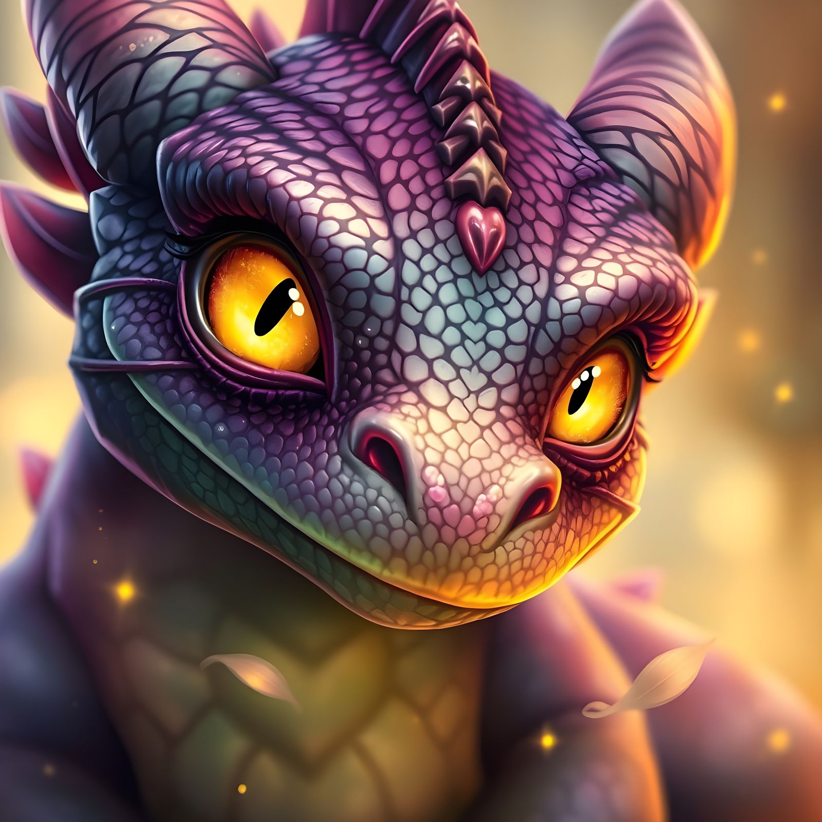 Cute Baby Dragon Portrait in Ethereal Fantasy Style