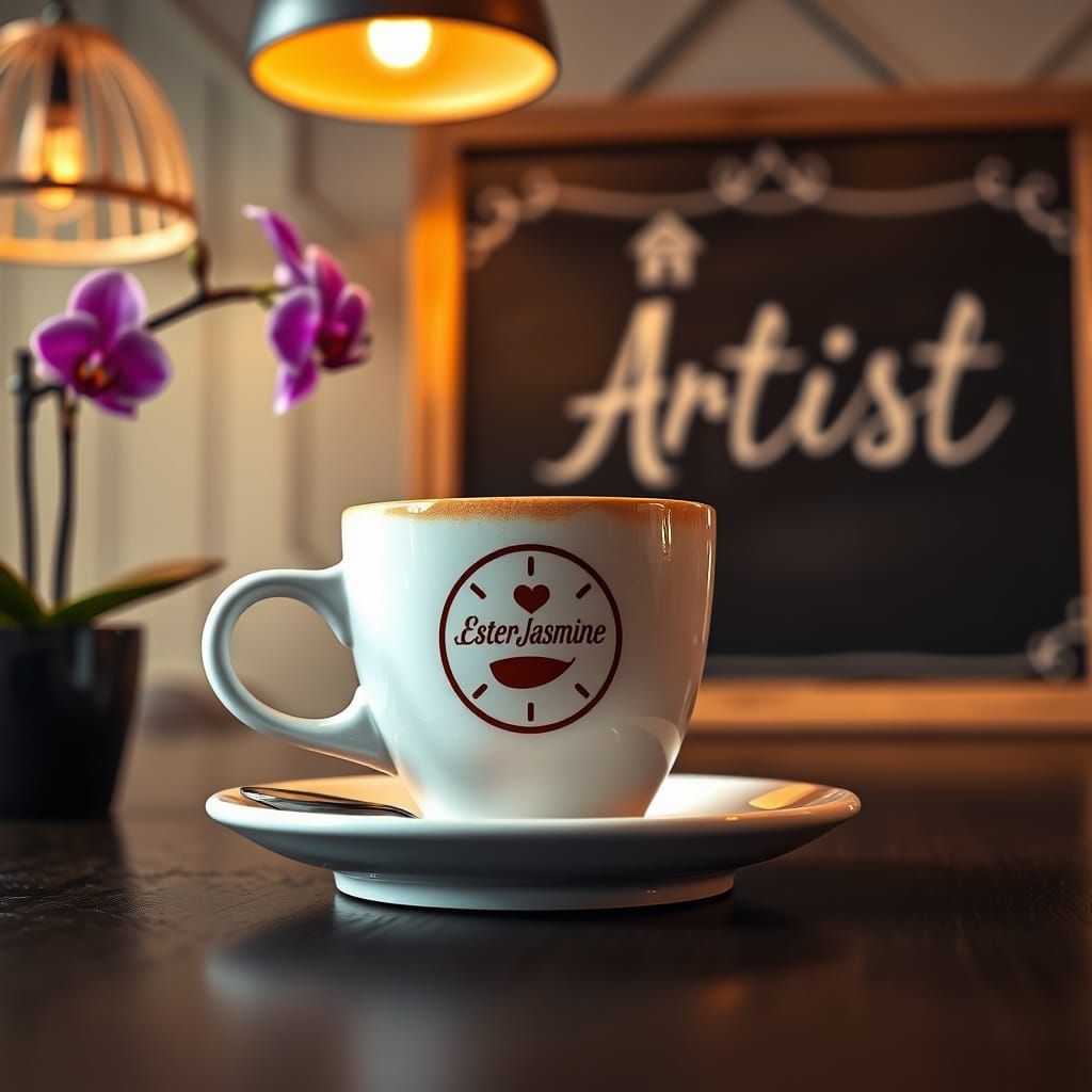 Cozy Coffee Shop Scene with Latte Art
