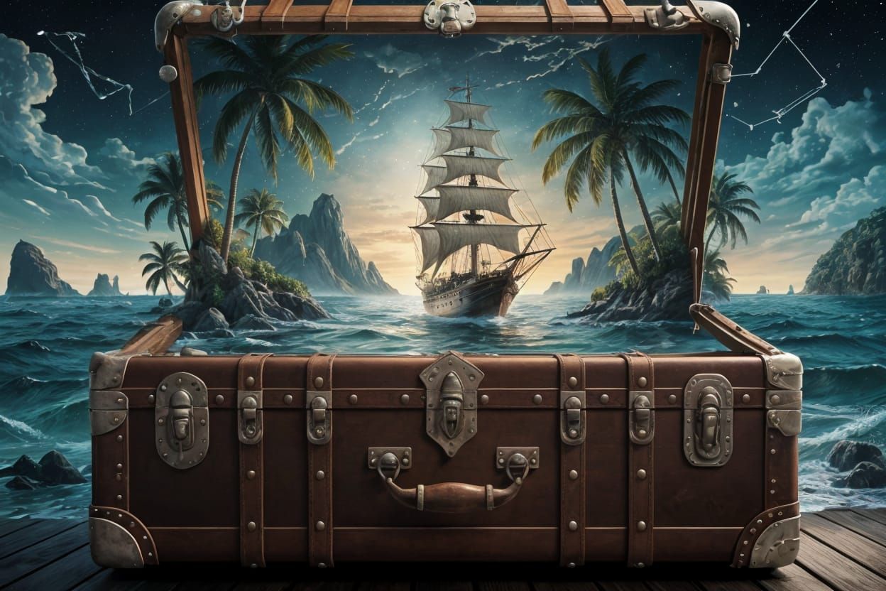 Whimsical Vintage Trunk Unveils Enchanted Oceanic Scene