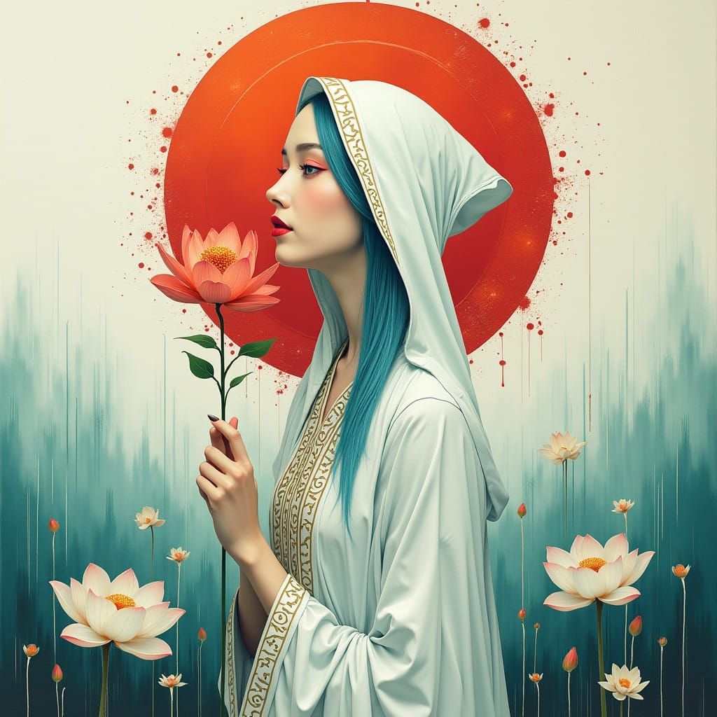 Mystical Saint in Cyberpunk Digital Art