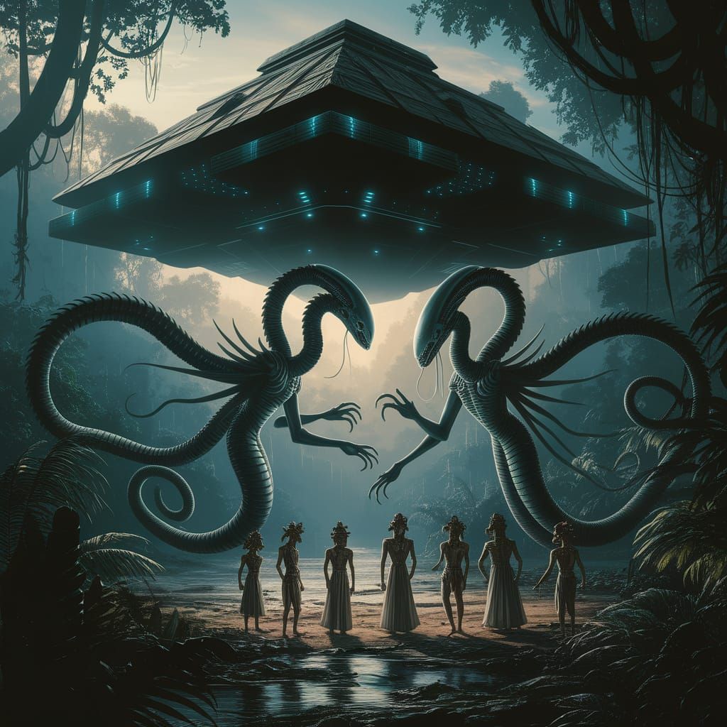 Serpentine Aliens' First Contact with Ancient Mayans