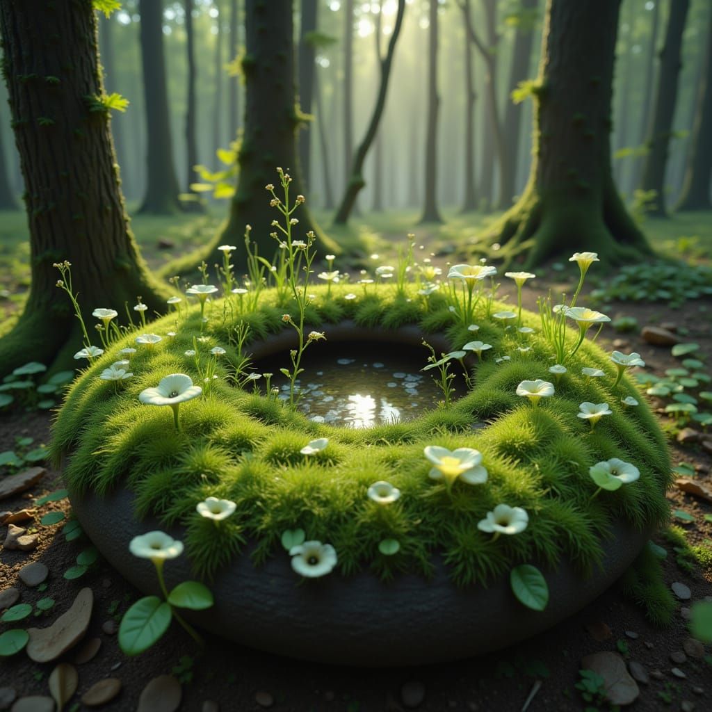 Enchanted Fairy Ring in Mossy Forest