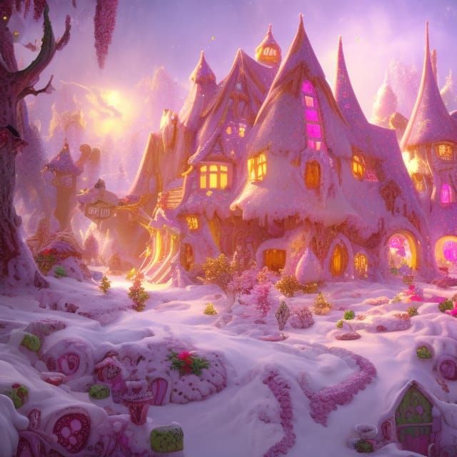 Sugary Gingerbread House in a Dark Fantasy Style