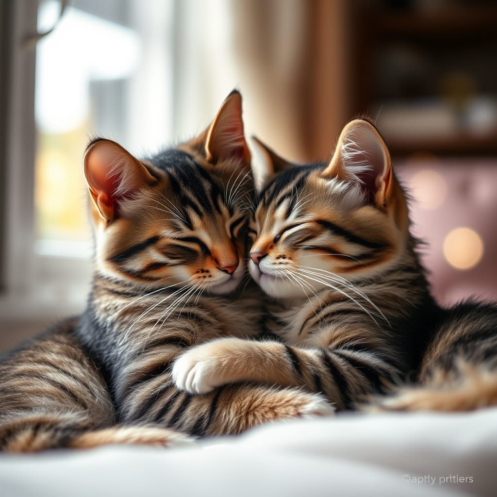 Cute Cat Couple in a Warm Intimate Pose
