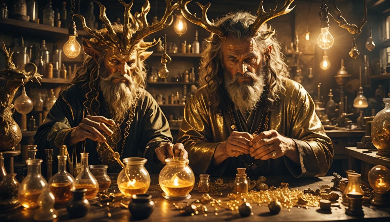 Alchemists creating gold