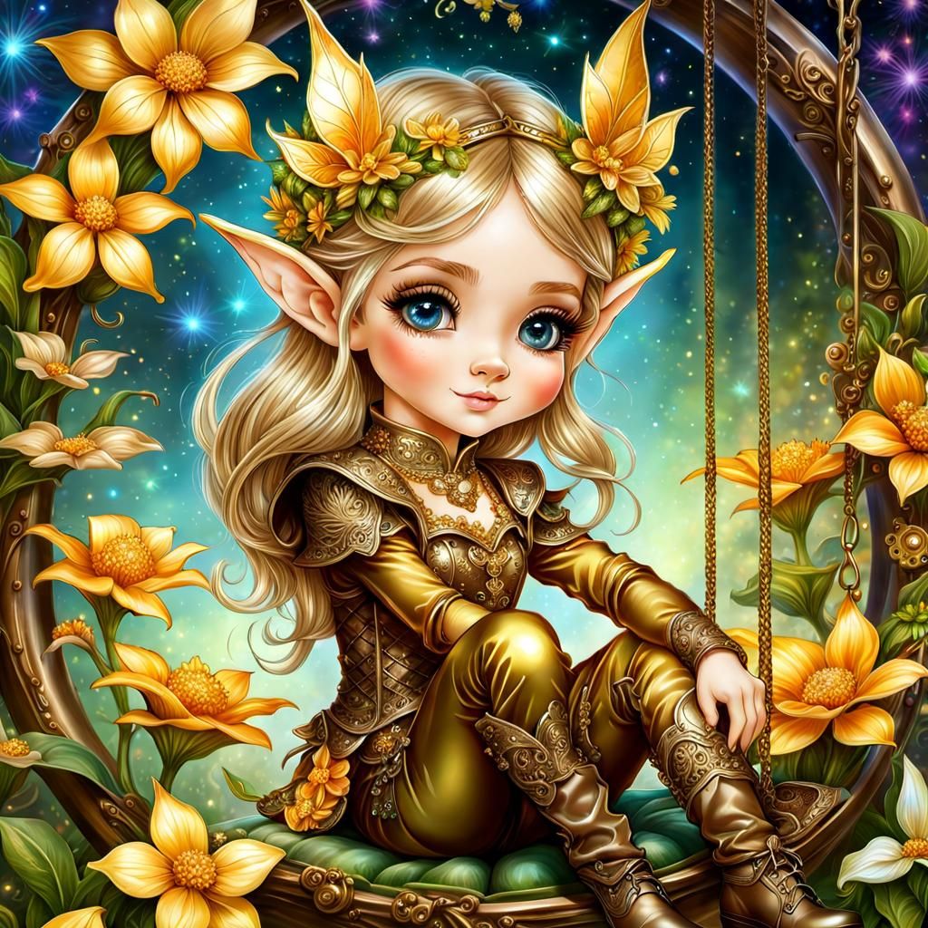 Chibi Elf in Steampunk Fantasy Style