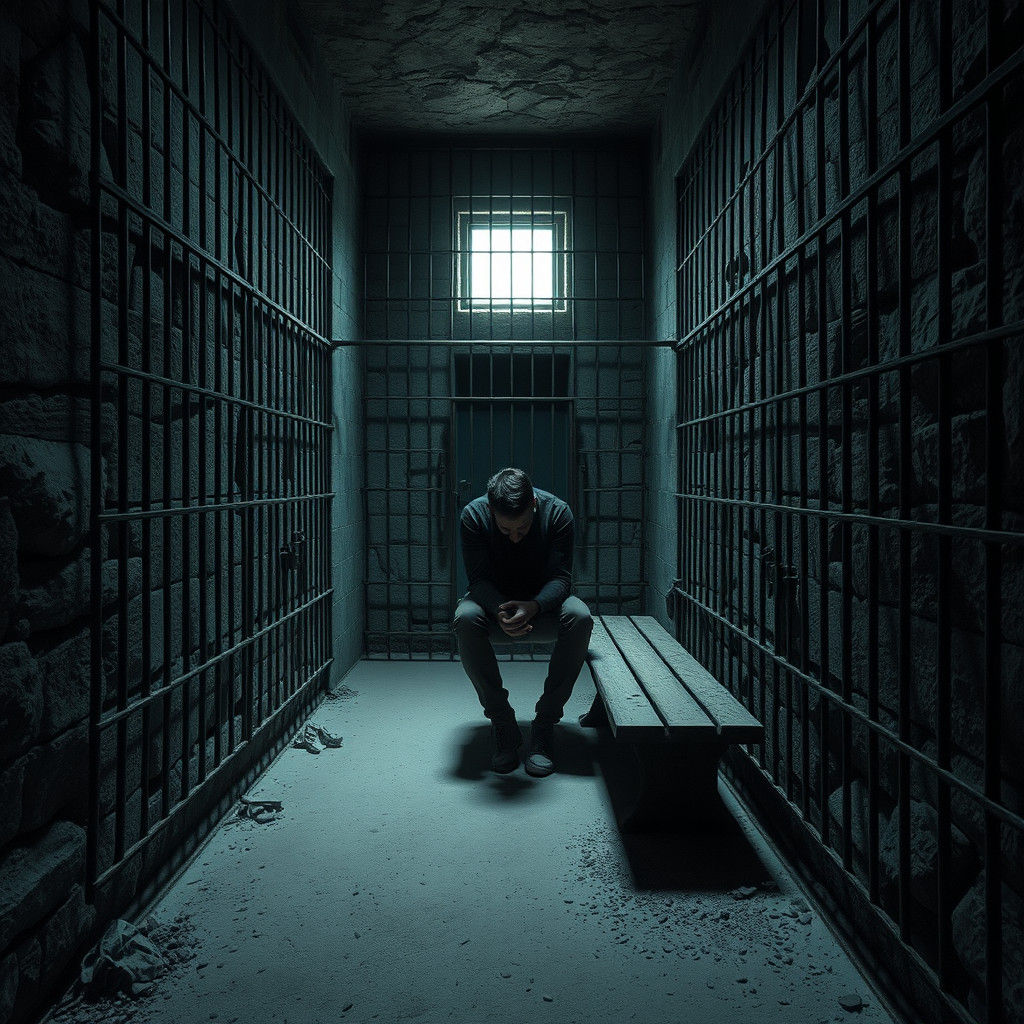 Person in Jail Cell: Cinematic 4K Render