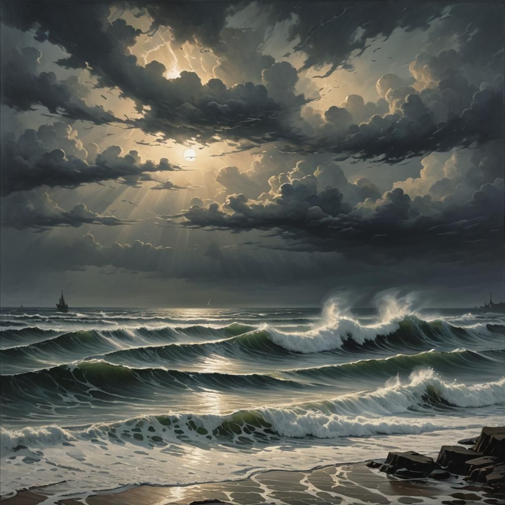 Sinister Ocean Waves in Detailed Style