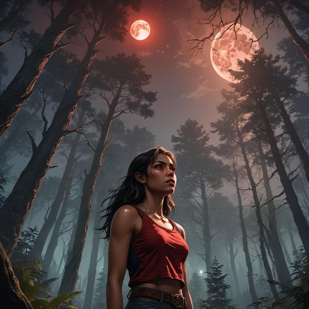 Teenage Werewolf Girl in Mystical Forest