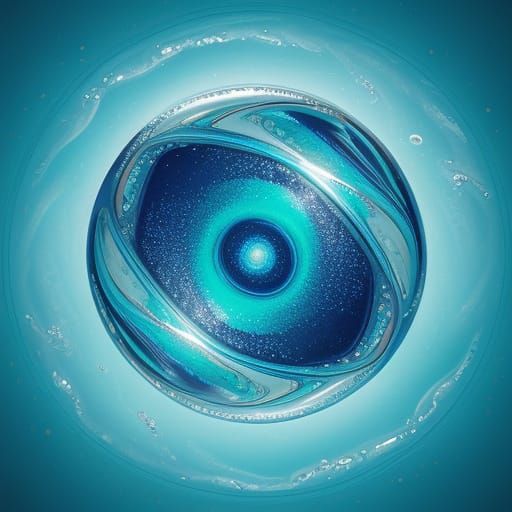 Surreal Abstract Ablone Glaas with Marbled Bubbles in Ethere...