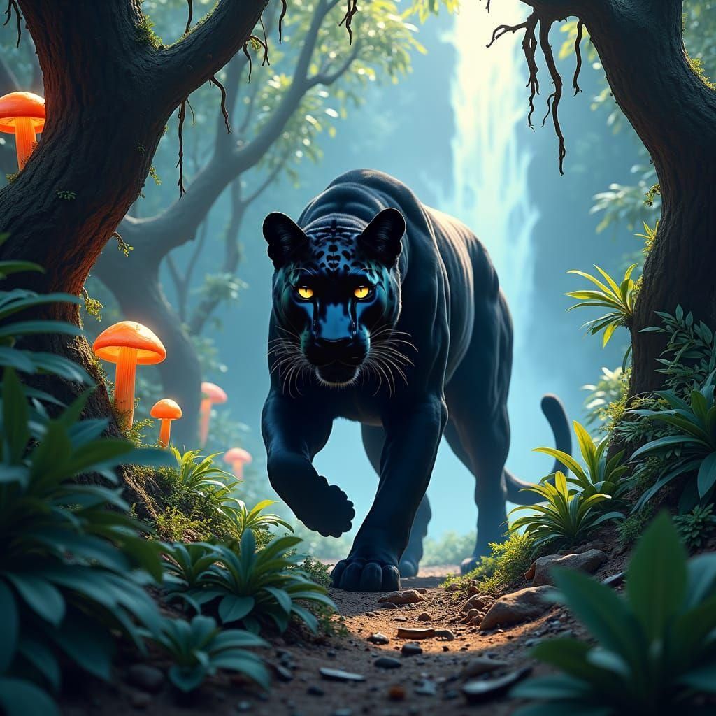 Black Panther in Jungle: Detailed Matte Painting
