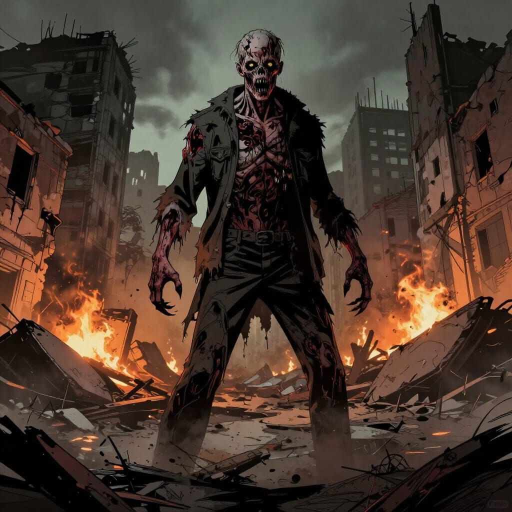 Scorpio Zombie in Post-Apocalyptic City Ruins