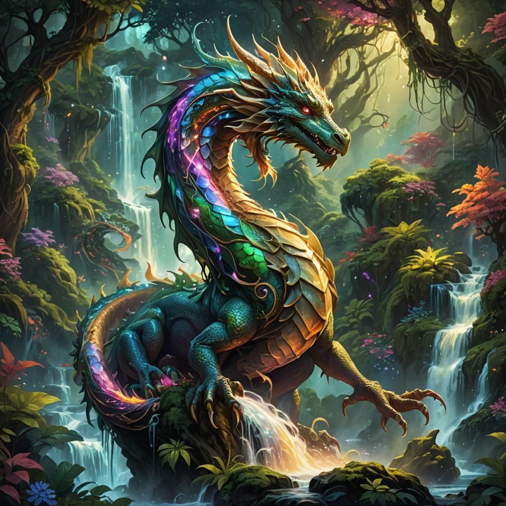 Dragon of Life in Lush Forest Concept Art