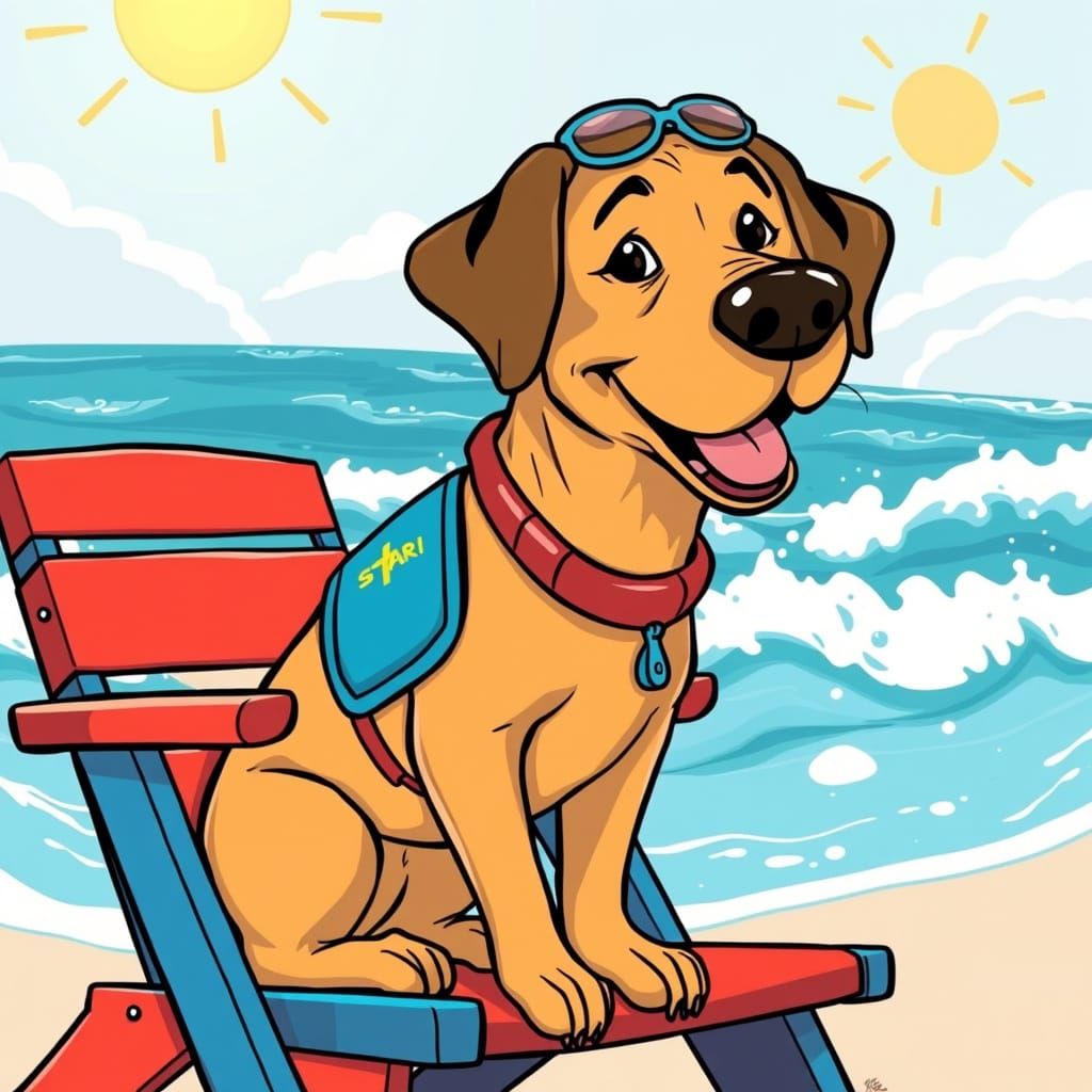 Vibrant Lifeguard Labrador Ready to Jump into Action