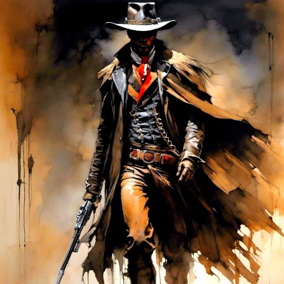 Dark Fantasy Gunslinger Preacher in Wild West Style