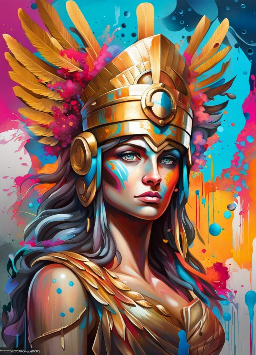 Athena as Ethereal Graffiti Art Goddess