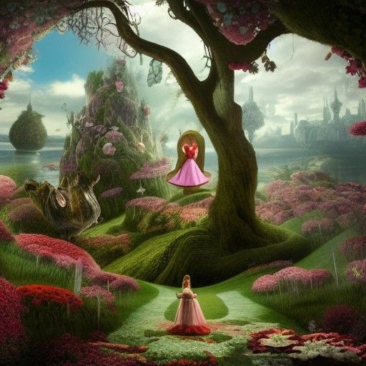 Alice in Wonderland Crying: Detailed Matte Painting