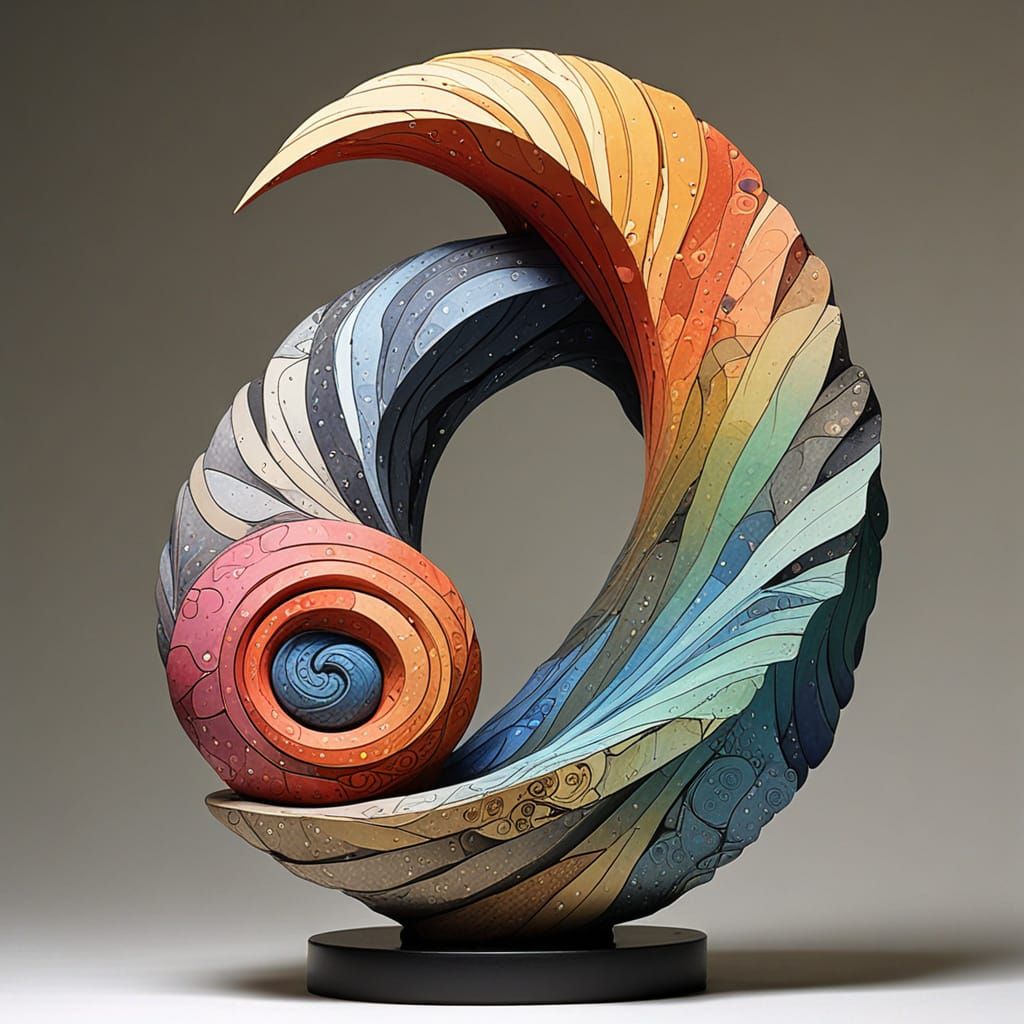 Ethereal Whirlpool Sculpture in Vibrant Watercolors