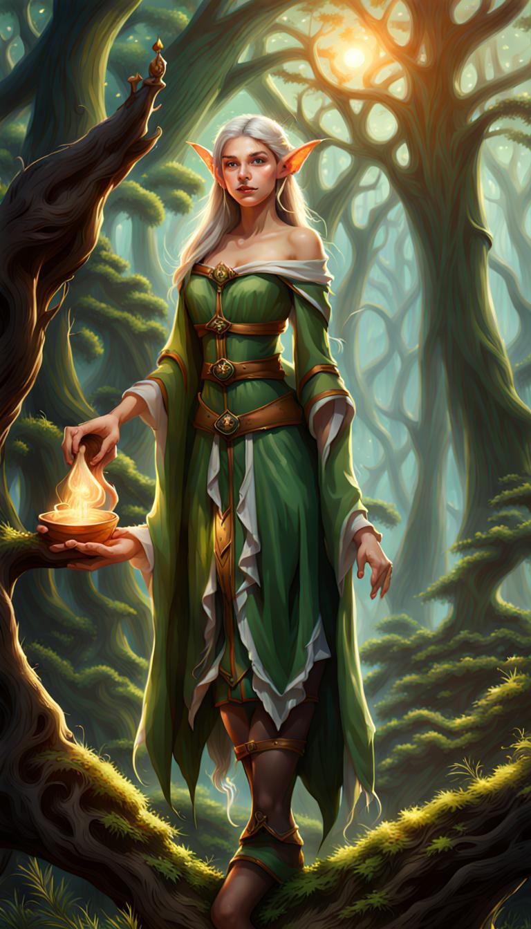 Elves Casting Spells in Enchanted Forest