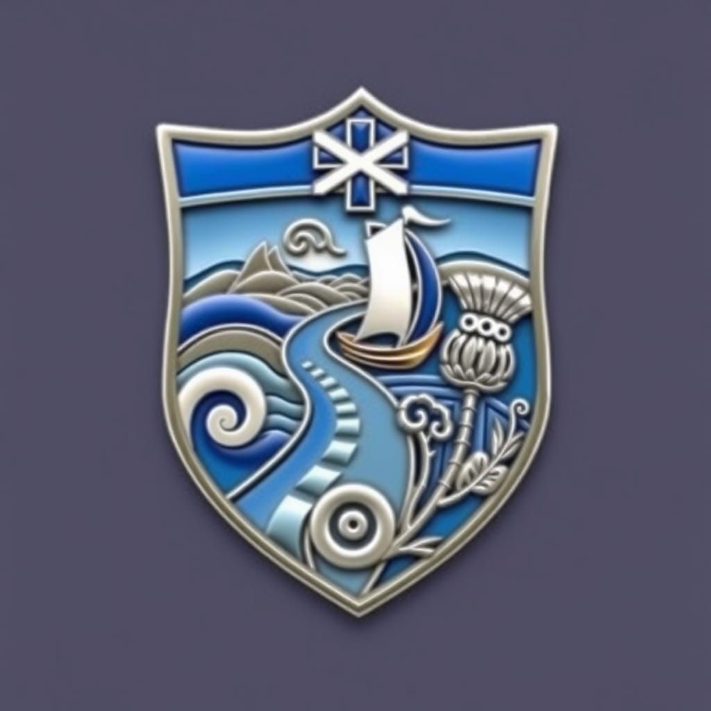 Scottish-Maori Shield Badge with Intricate Details