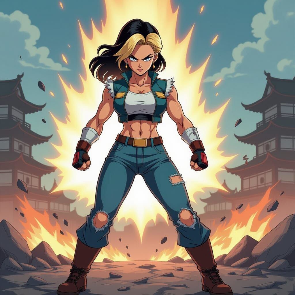 Elegant Female Warrior in Akira Toriyama Style