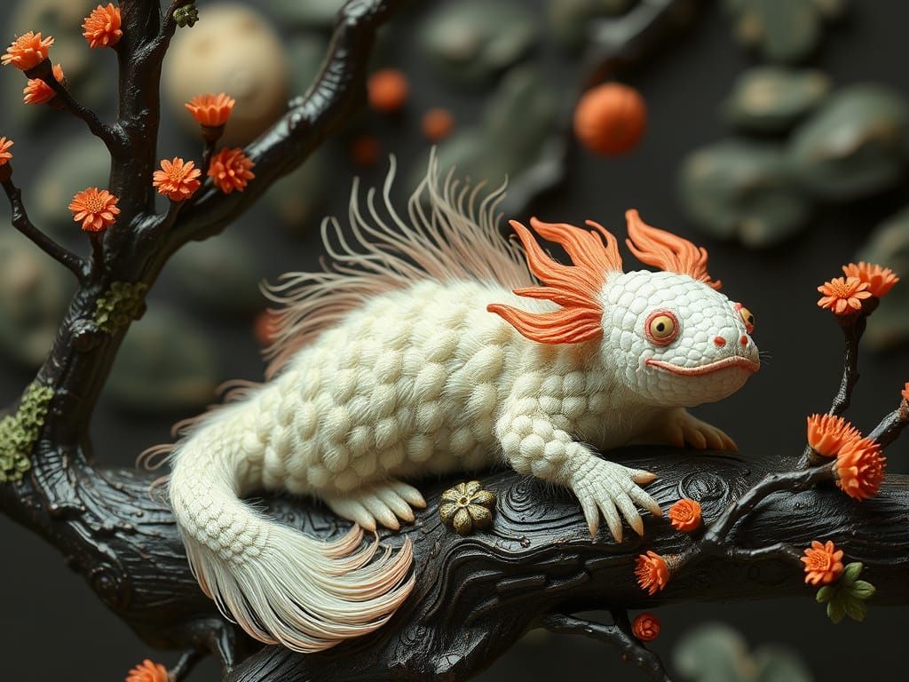 Xiamen Lacquer Thread Axolotl Sculpture