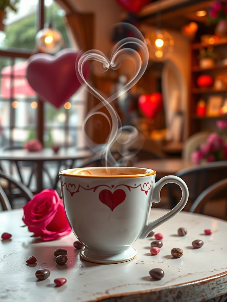 Whimsical French Valentine's Day Cafe Scene