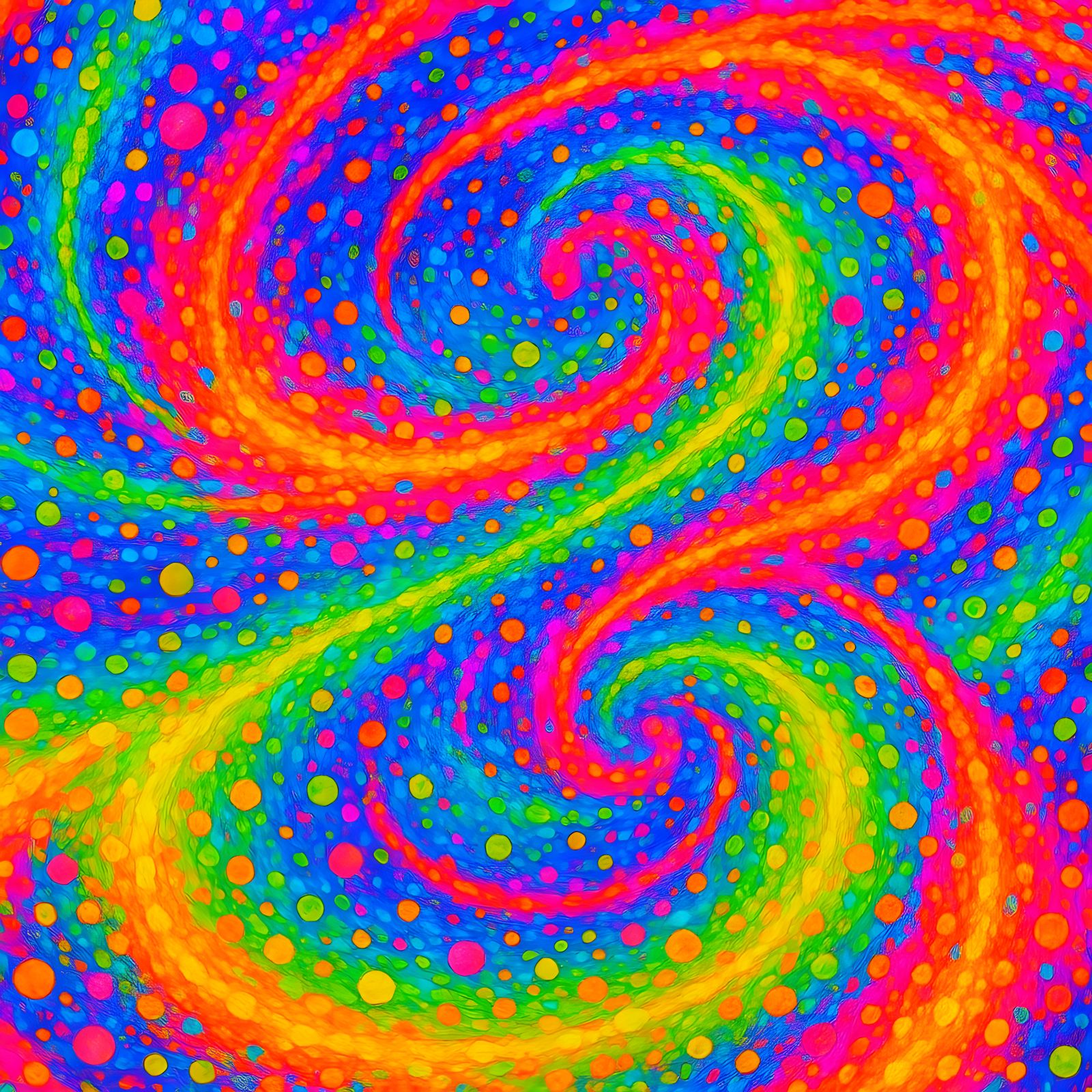 Abstract Kinetic Energy in Neon Pointillism Style