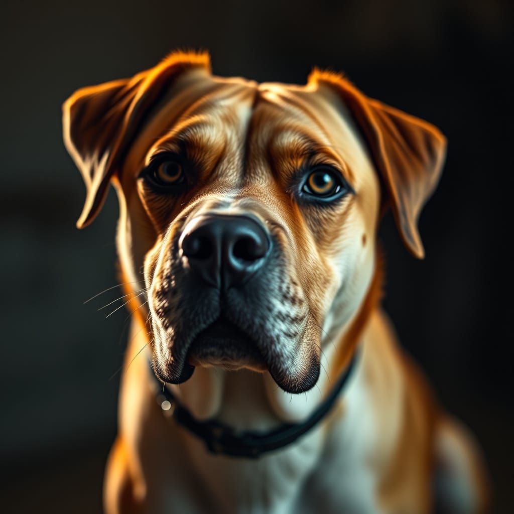 Hyperrealistic Dog Portrait in Cinematic Lighting