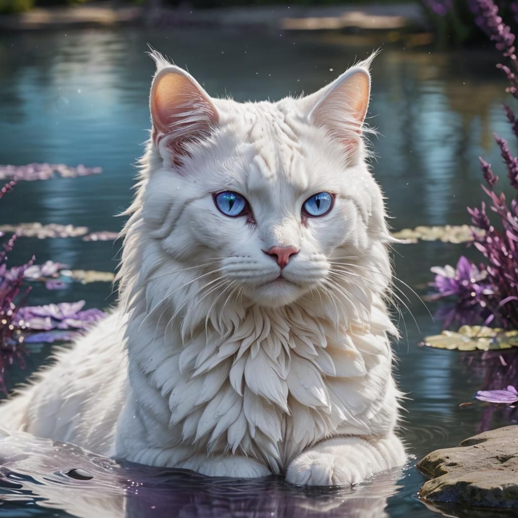 White Cat by Galaxy Lake: 3D Fantasy Concept Art