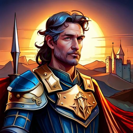 Majestic Medieval Knight Portrait in Detailed Style