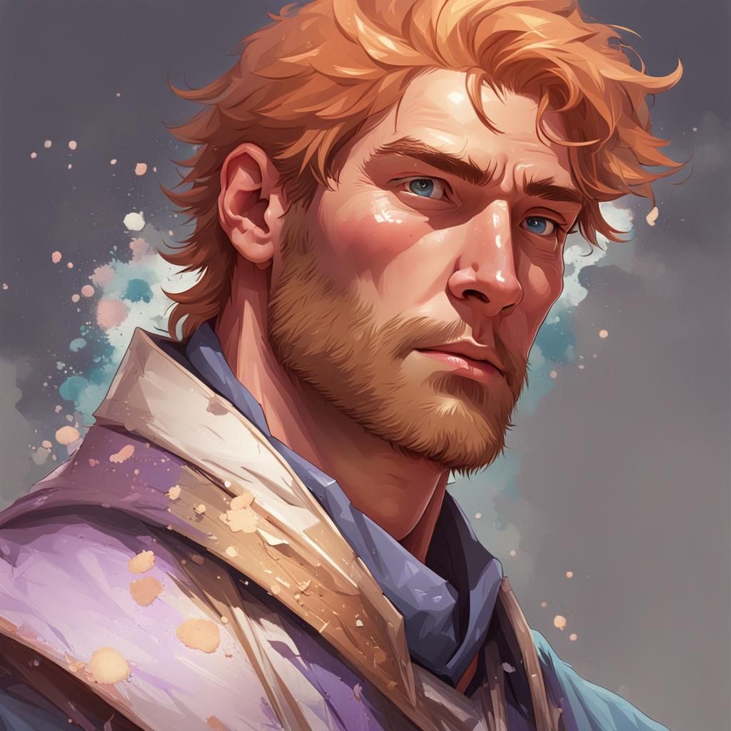 Alchemist Portrait with Periwinkle Eyes, Detailed Digital Ar...