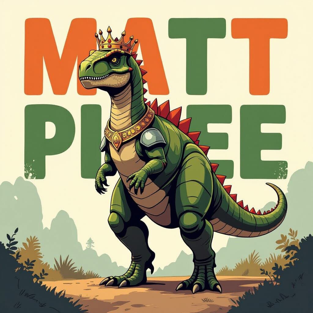 Majestic Dinosaur in Stone Armor, Bold Illustration