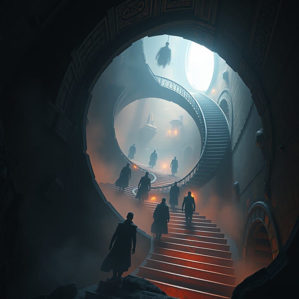 Ethereal Spiral Realm in Mystical Darkness