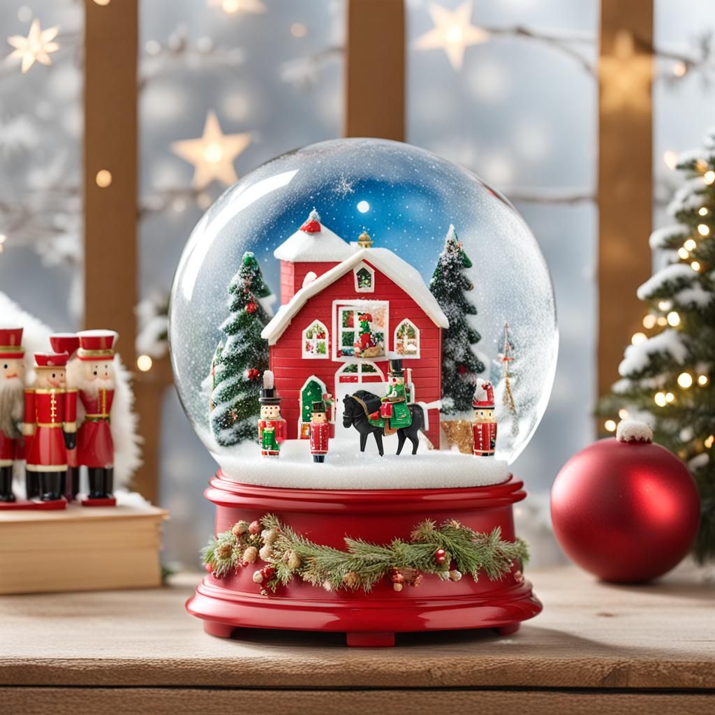 Nutcracker Farm Scene in Snow Globe