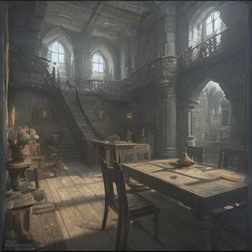 Intricate Stone Castle RPG Map: Fantasy Concept Art