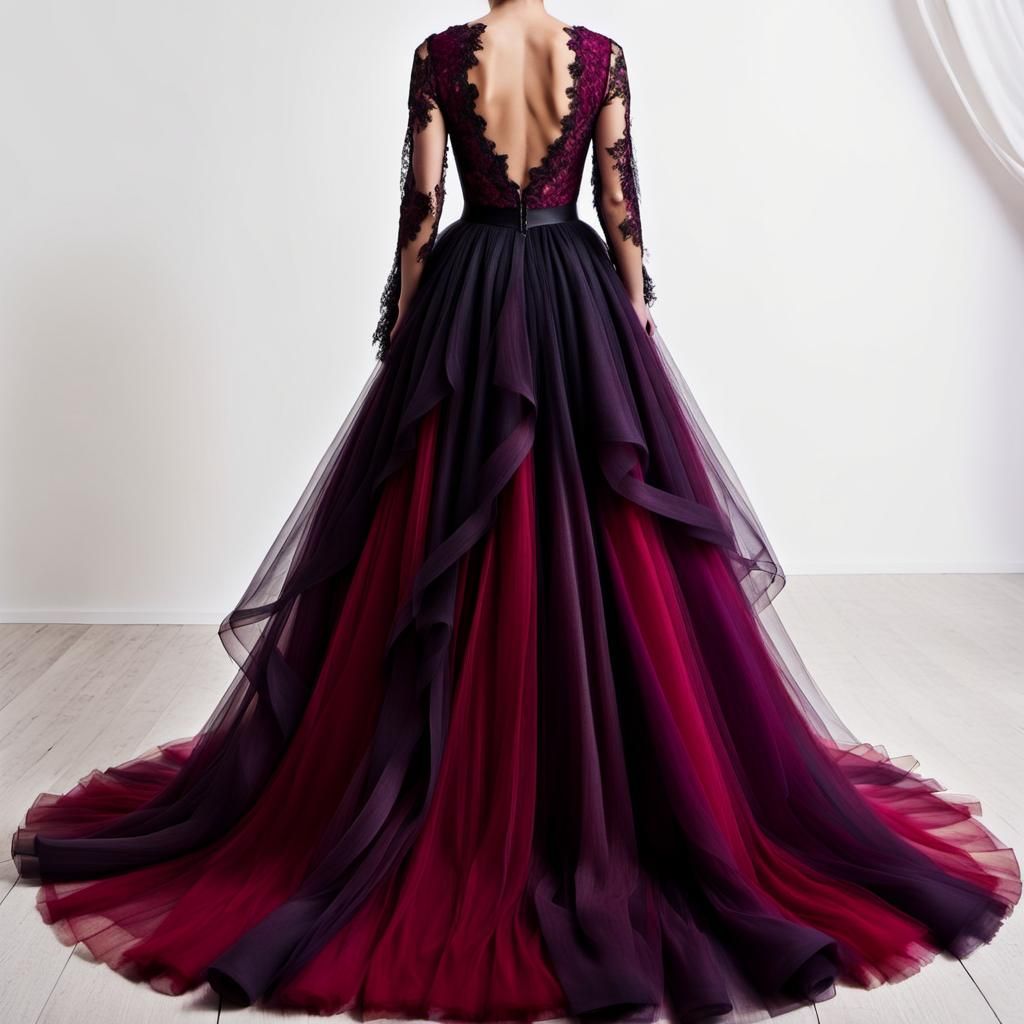 Haute Couture Gown with Lace Bodice in Dolly Zoom