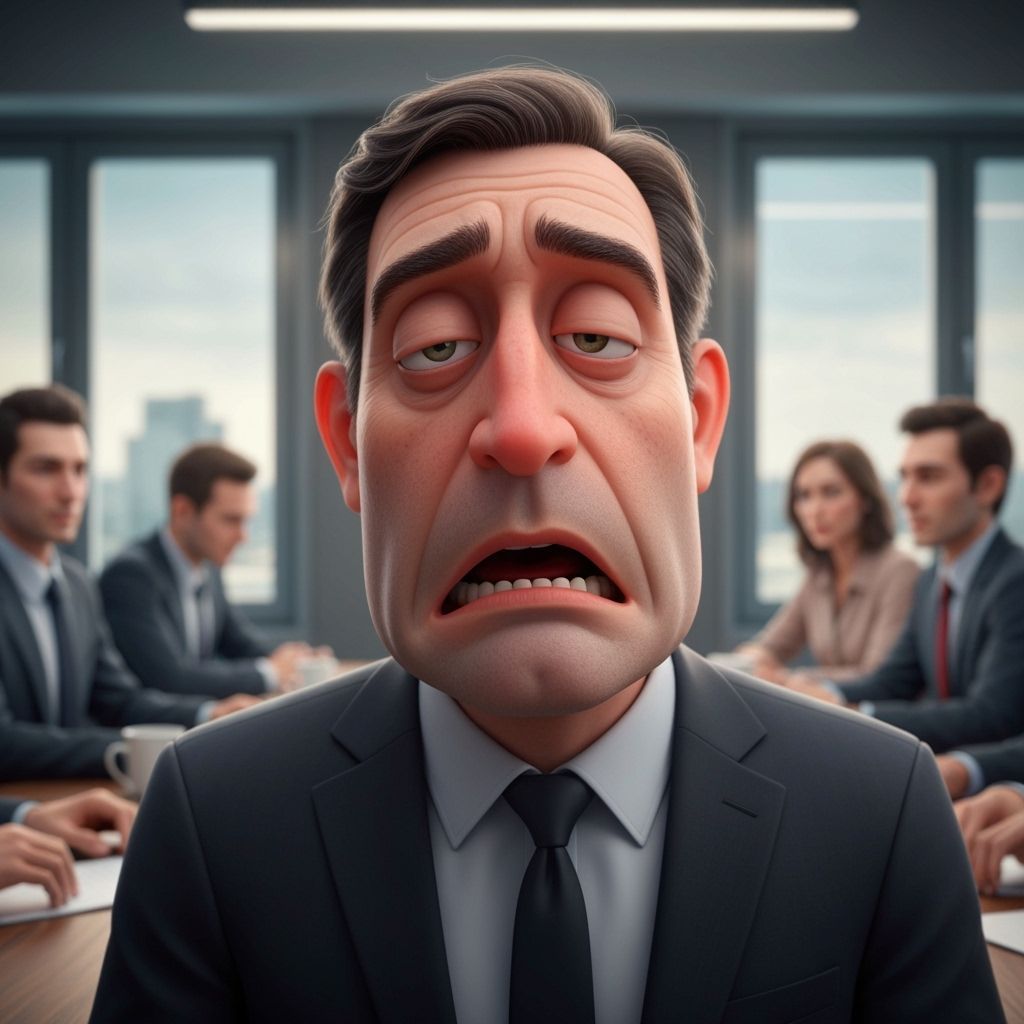 Bored Man Zones Out During Business Meeting