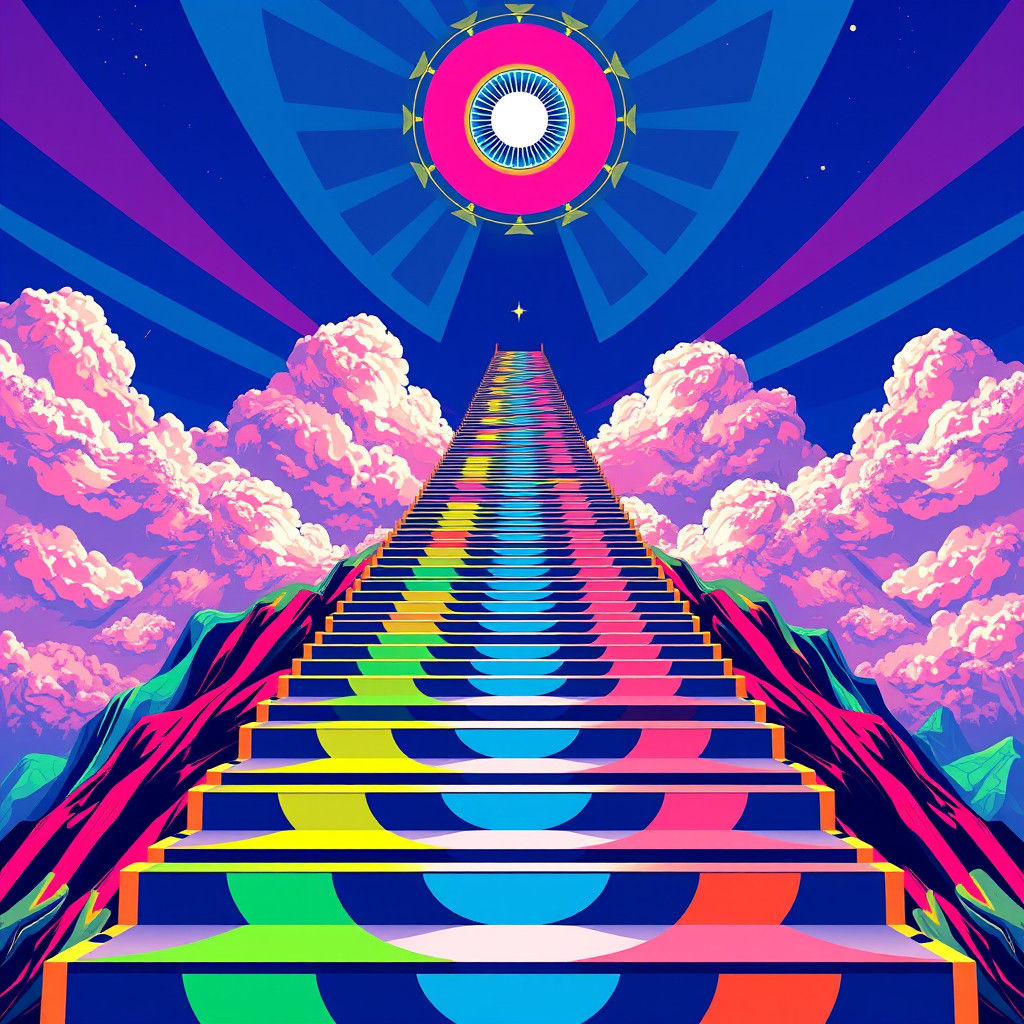 Stairway to Heaven: Pop Art Digital Screen Print