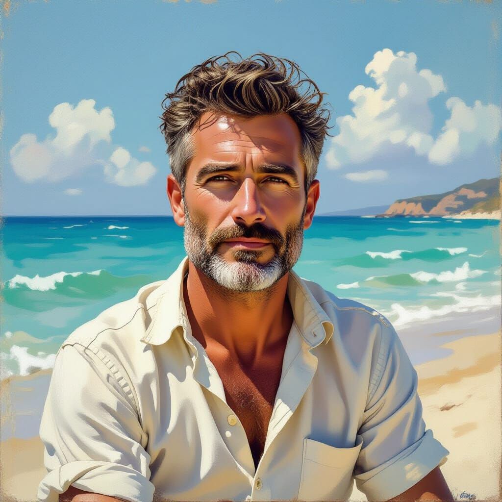 Twilight Portrait of a Man in Impressionistic Style