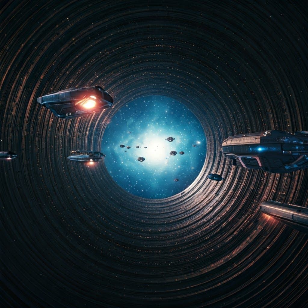 Hyper-Detailed Interstellar Space Station with Neon Lights