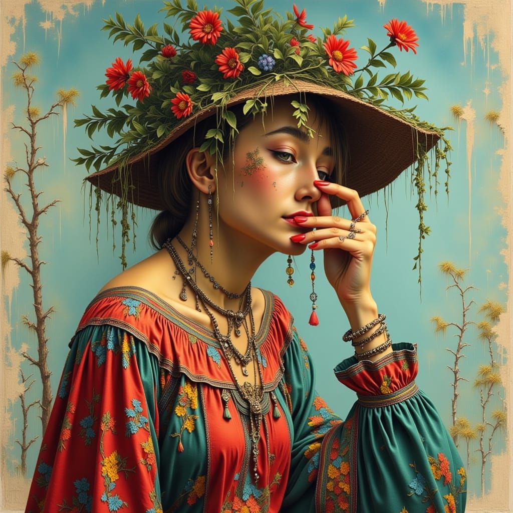 AI Woman Portrait in Flux Bayou Style