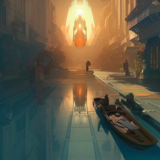 Picturesque Vacation Scene in Digital Art Style