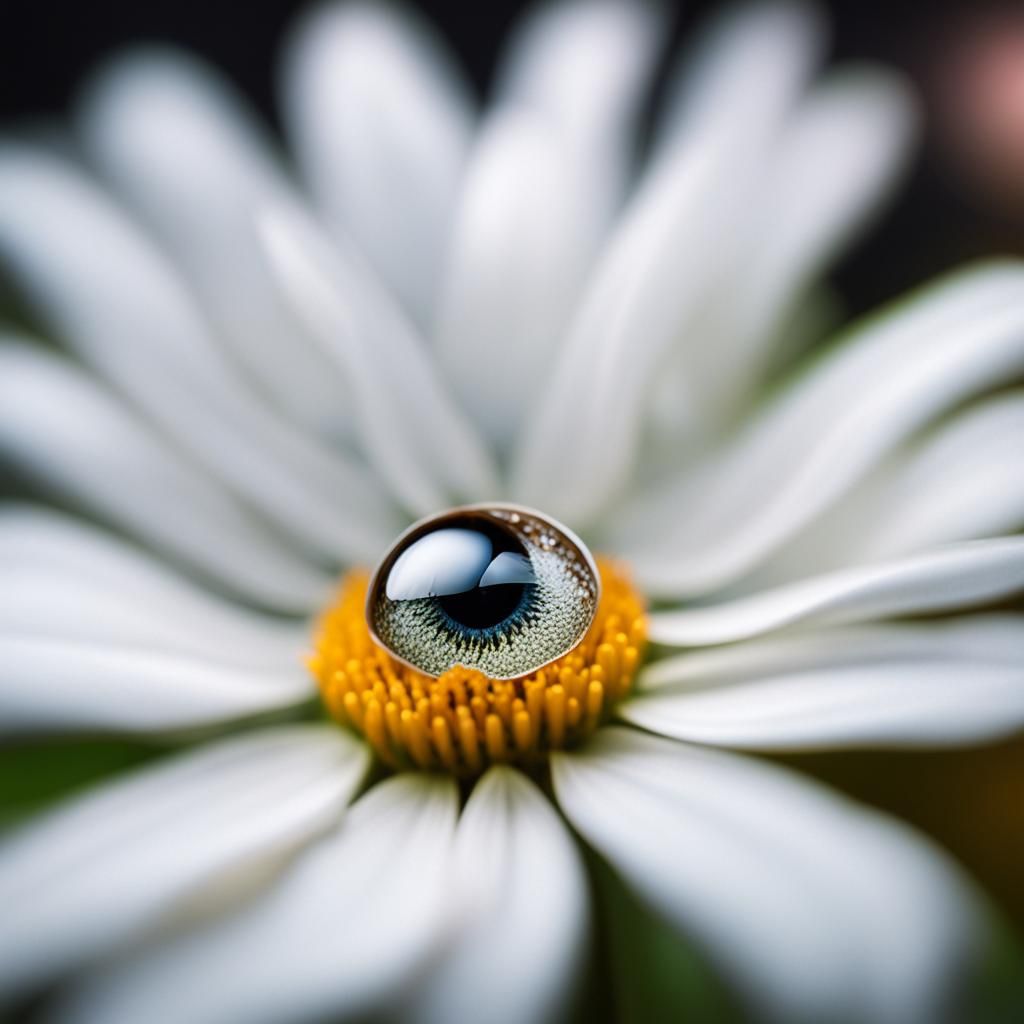 Crying Eye in White Flower, Macro Photography