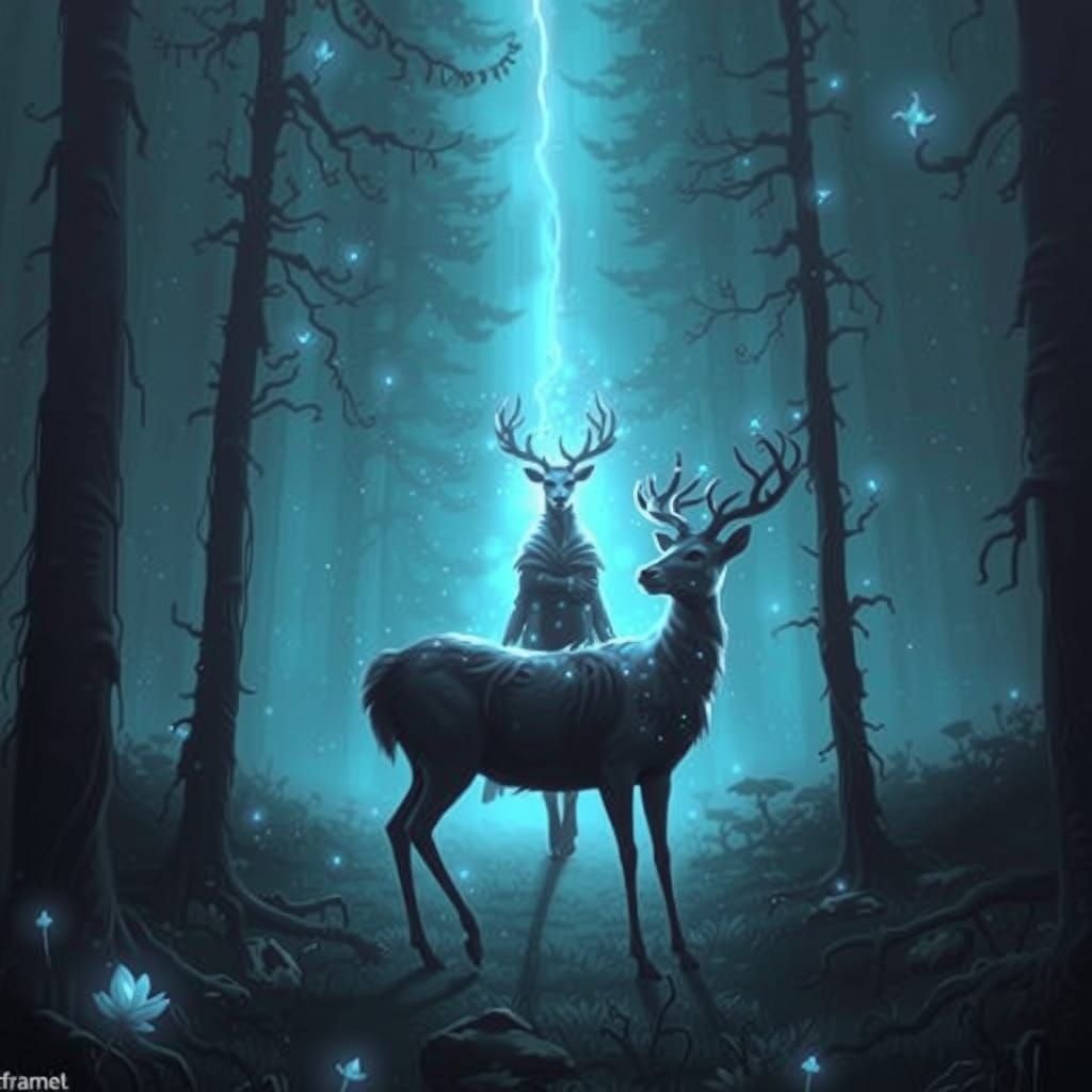 Stardust Deer Guides Travelers Through Enchanted Forest