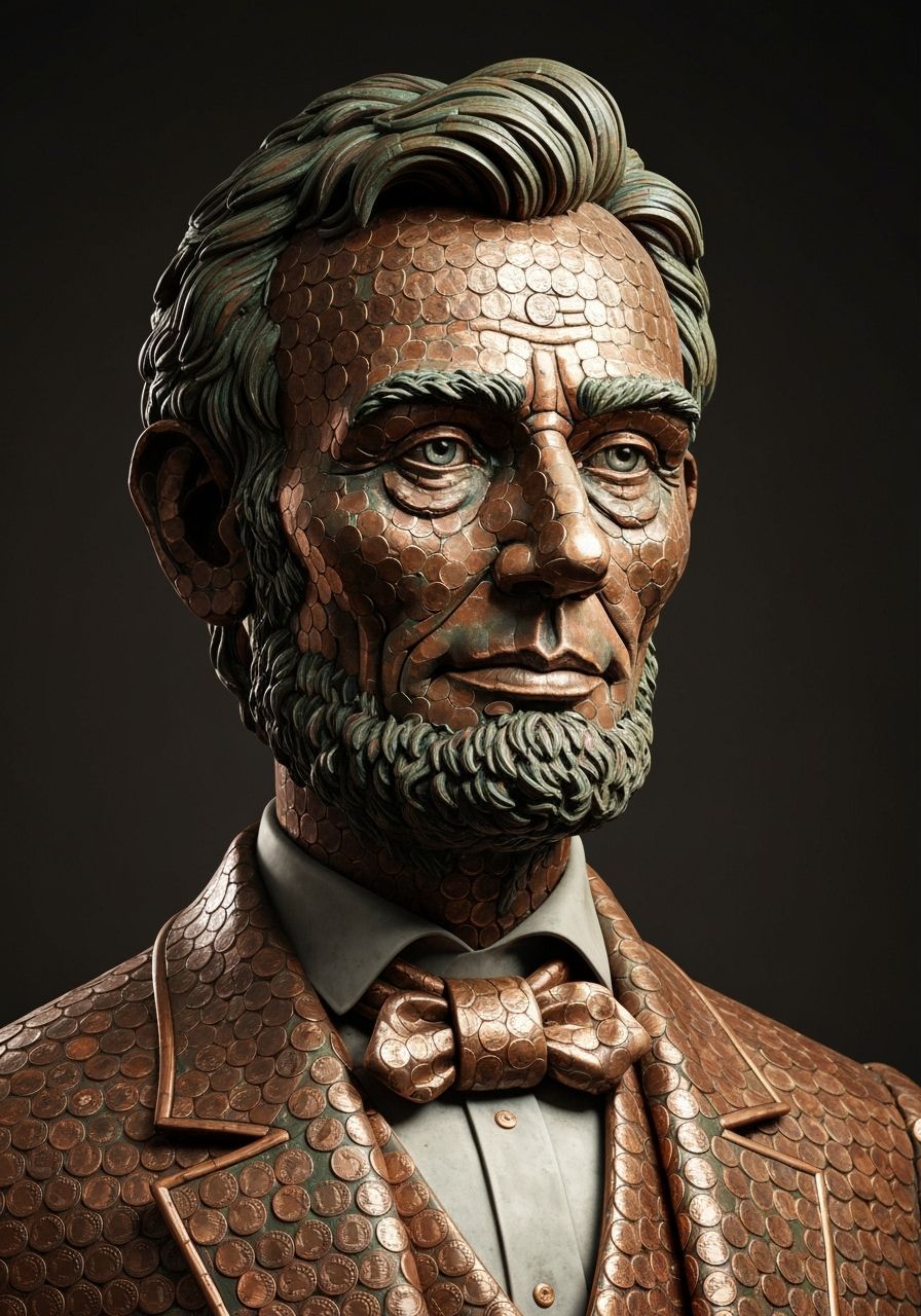 Lincoln Bust Crafted from Copper Pennies