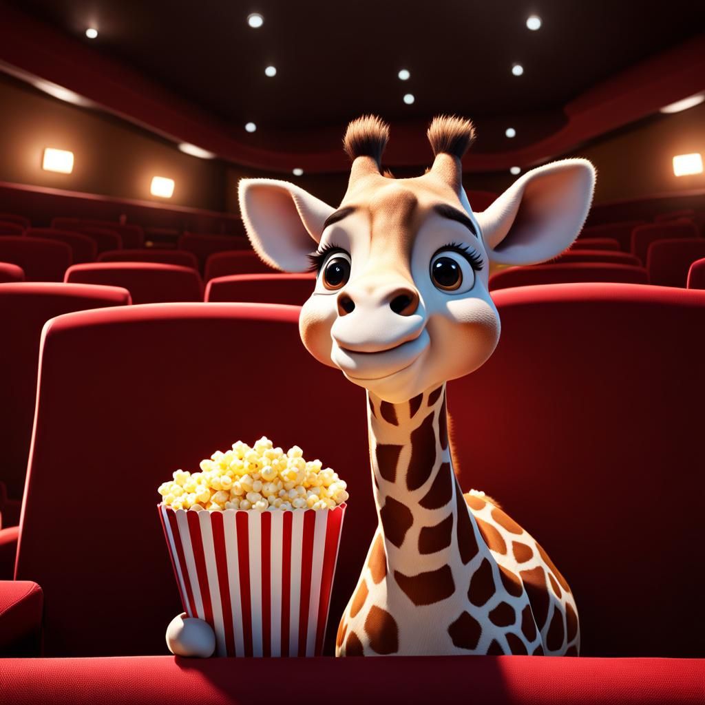 Giraffe at the Cinema: Digital Art