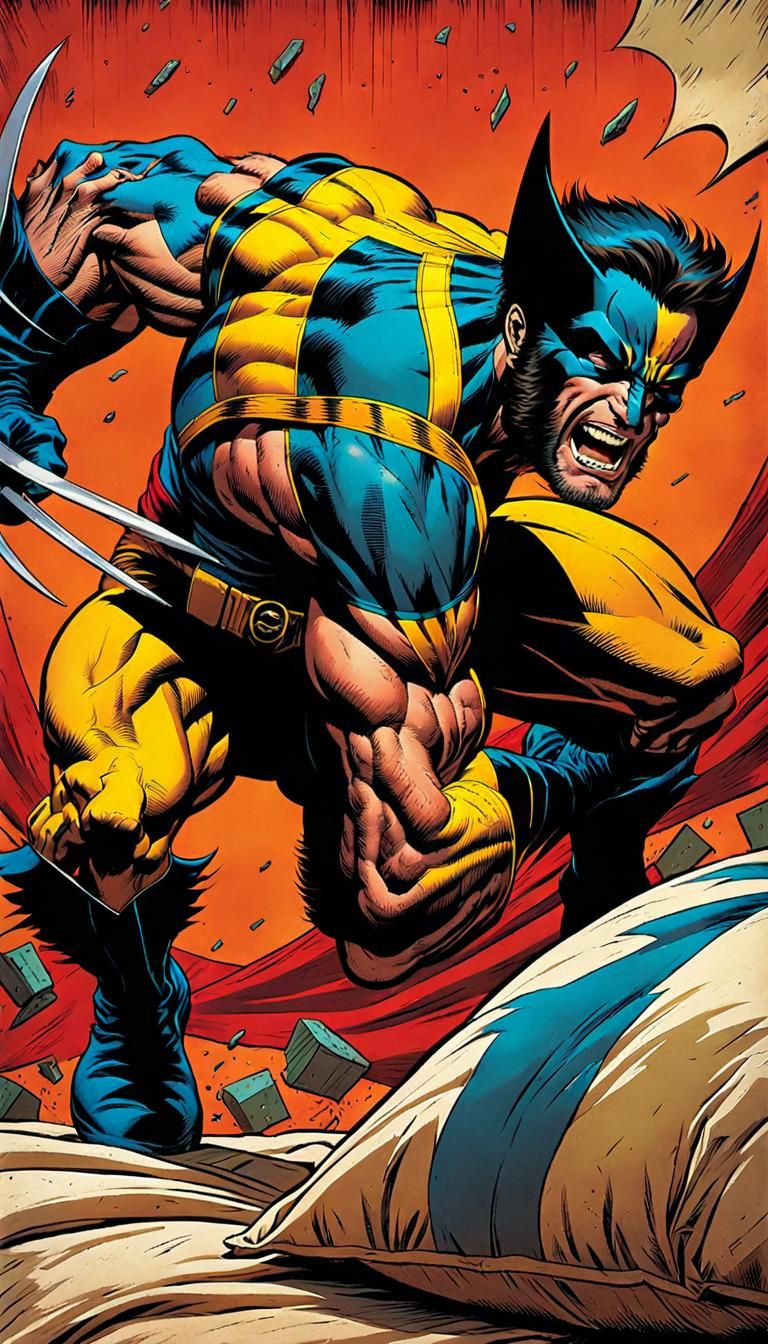 Wolverine's Frantic Pillow Fight: Pulp Comic Art